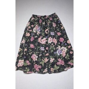 Vintage Fritzi California Floral Button Front Midi‎ Skirt | USA Made | Cotton